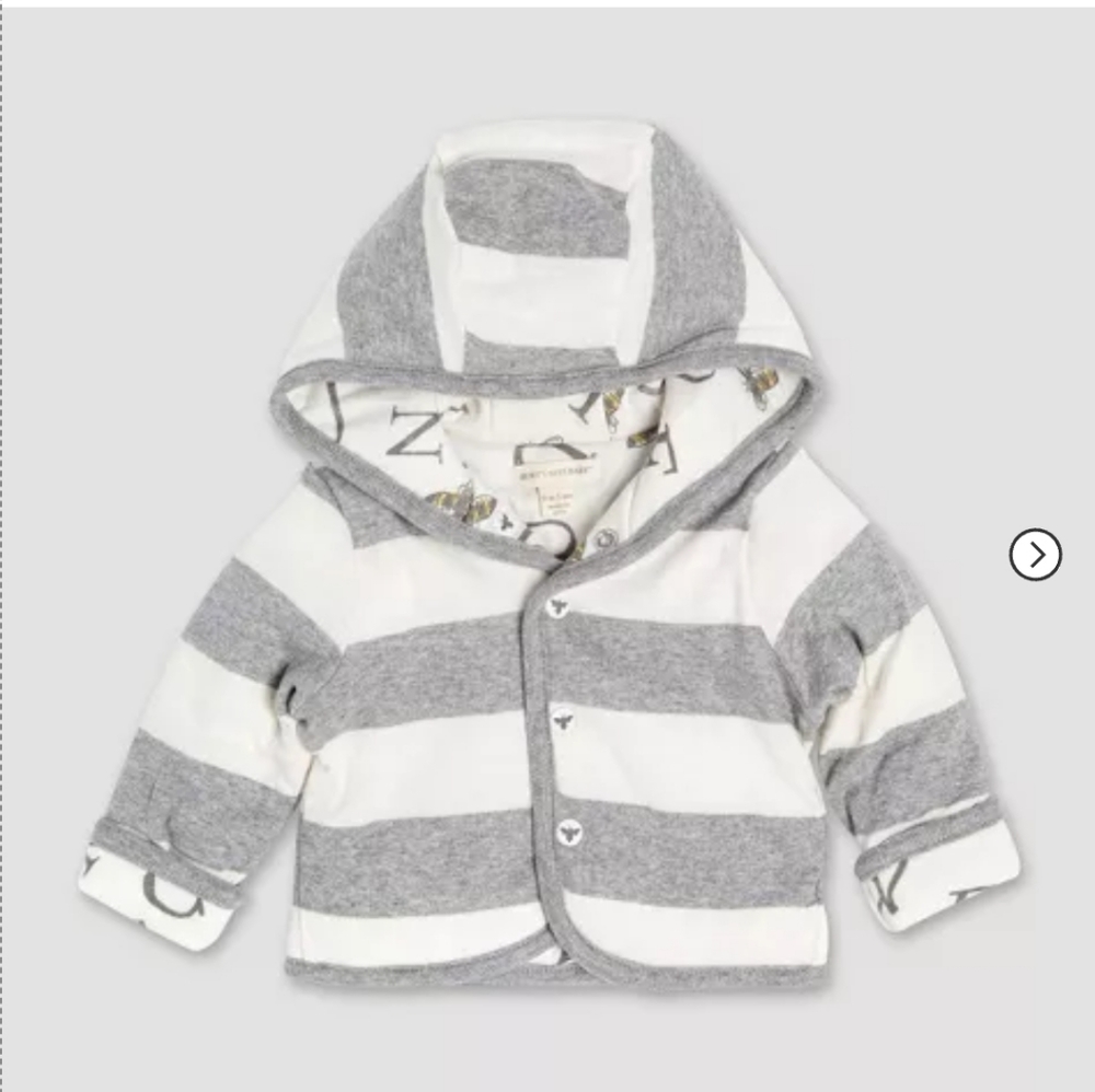 NWT Burt's Bees Baby Reversible Organic‎ Cotton Puffer Jacket 3-6months